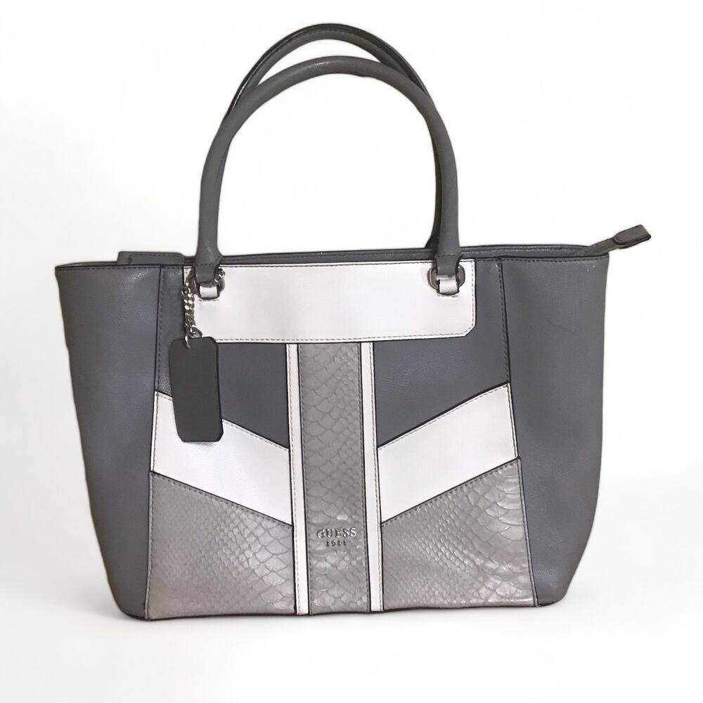 Guess handbag Women Large Size Tote with top handles Grey EUC roomy purse